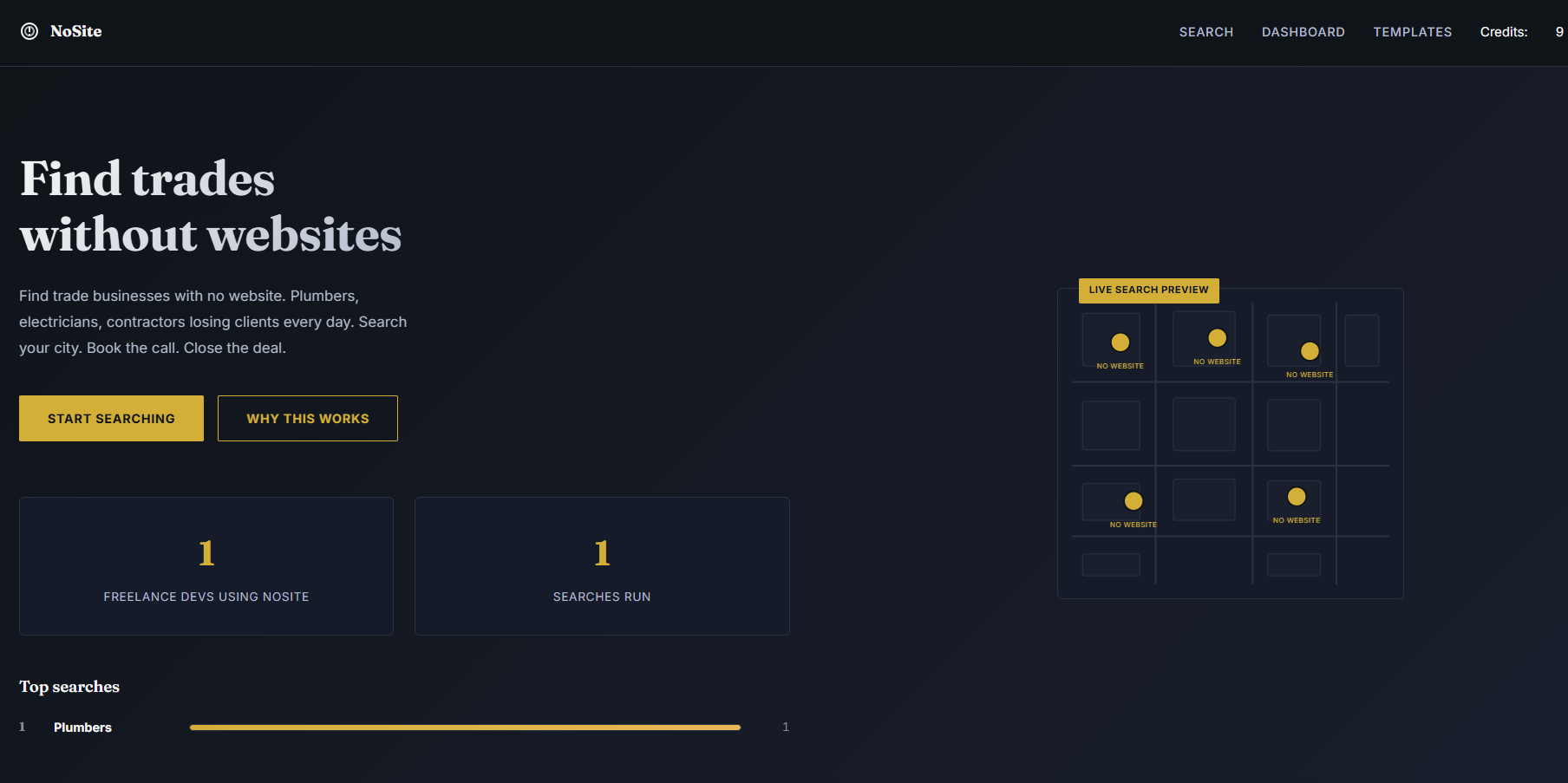Screenshot of NoSite